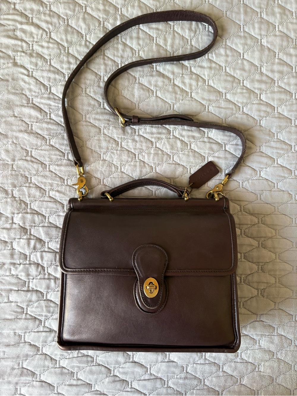 Vintage Coach Willis Mahogany Brown Leather Crossbody Satchel Crossbody - Picture 1 of 16